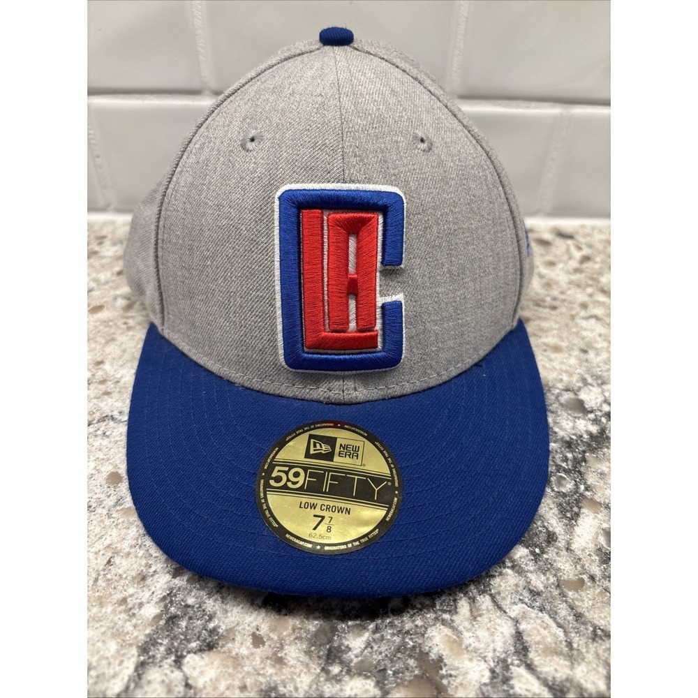LA Clippers Hat Gray 59FIFTY‎ NBA Hat Cap Retro Low Crown Size 7 7/8ths Sports